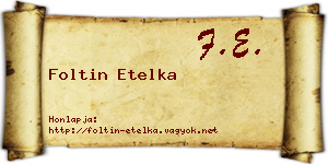 Foltin Etelka névjegykártya